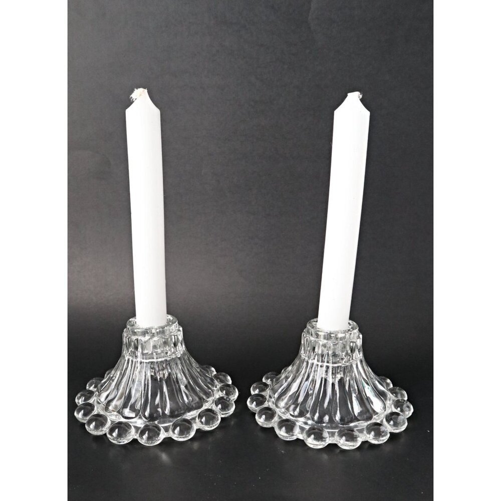 Vintage Pair of Boopie Candlestick Holders 1950's Berwick Anchor Hocking Candle